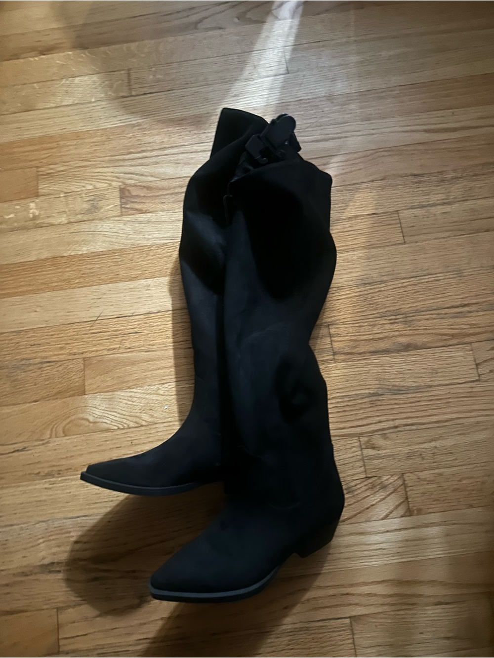 Time and Tru Black Over-the-Knee Pointed-Toe Riding Boots